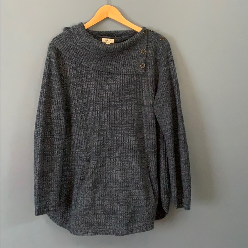 Style&Co Blue Knitted Turtleneck Sweater